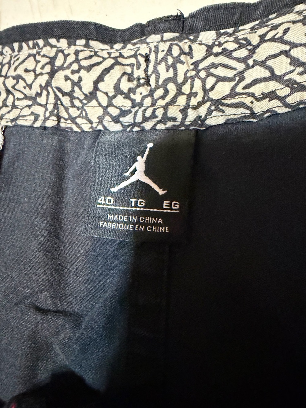 Jordan Black Sweatpants with Gray Elephant-Print Waistband